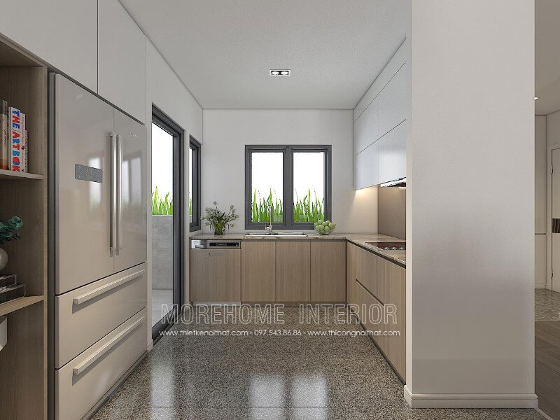 Mẫu tủ bếp hiện đại phủ Melamine mang đến không gian sang trọng Thiết kế phòng bếp, tủ bếp đẹp