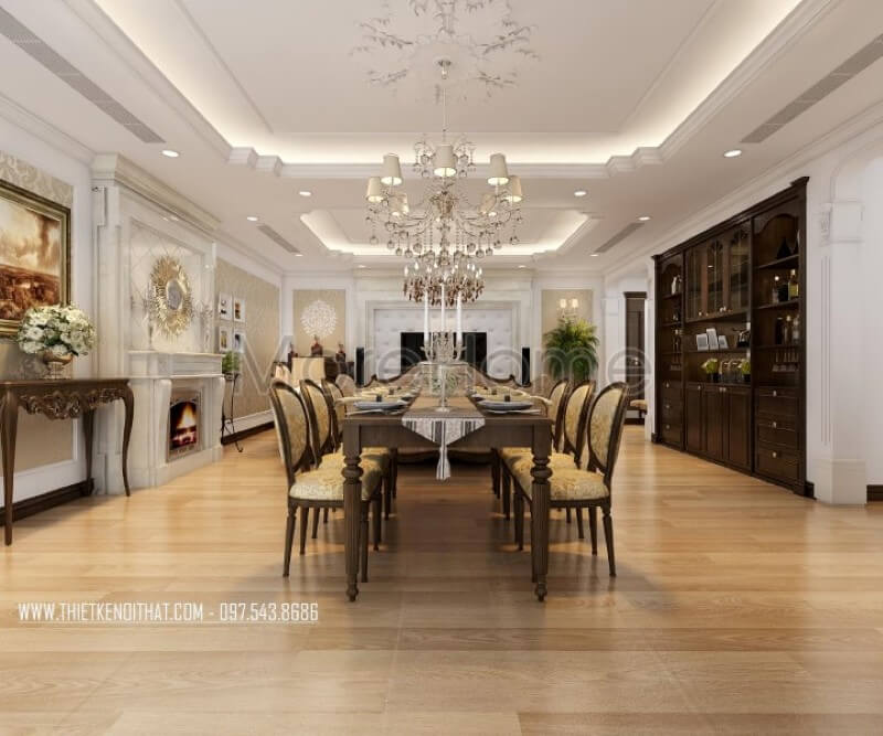Trang trí nội thất phòng ăn chung cư phong cách tân cổ điển Mẫu thiết kế nội thất chung cư đẹp