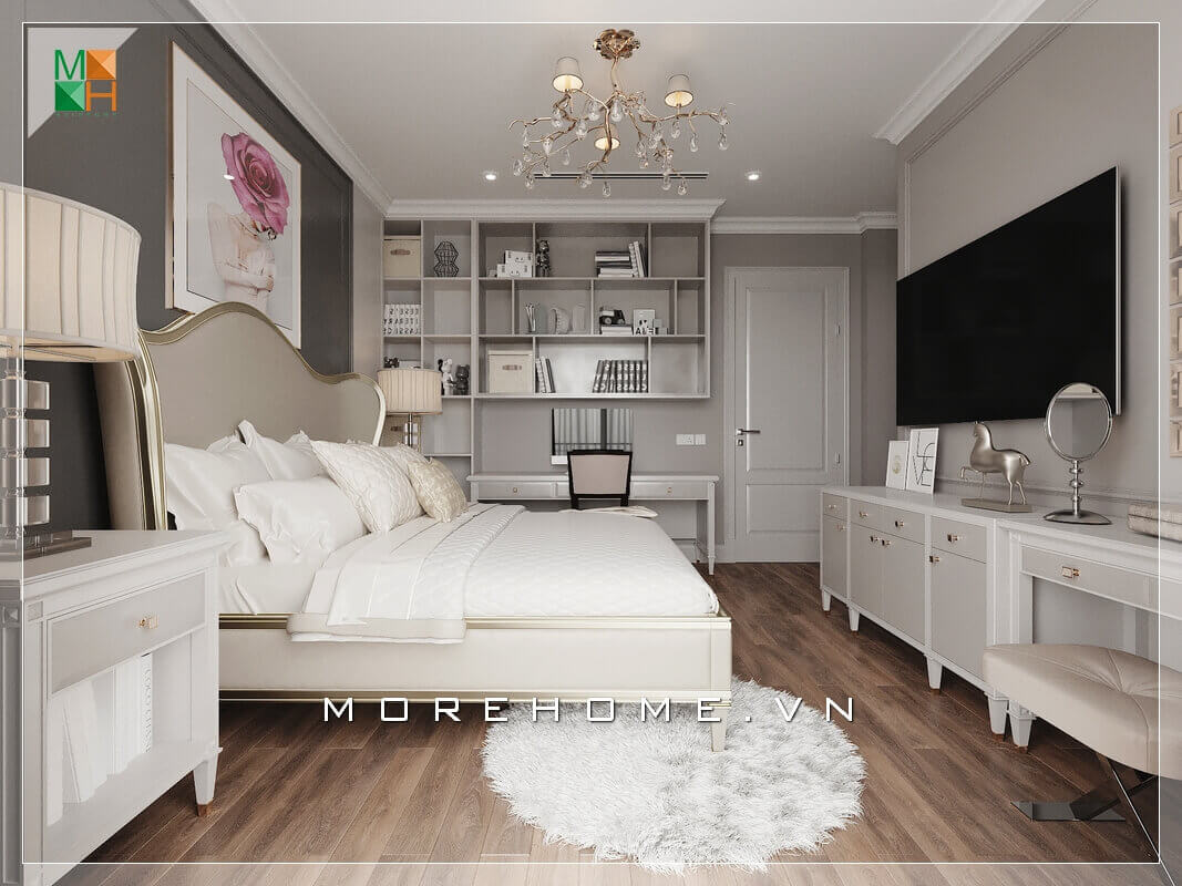 Thiết kế nội thất phòng ngủ tân cổ điển đẹp, sang trọng cho chung cư, nhà phố. Nội thất chung cư tân cổ điển đẹp
