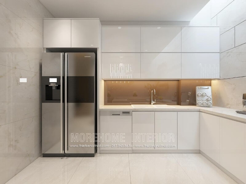 Lựa chọn tủ bếp màu trắng tinh tế mang lại không gian sang trọng và nhẹ nhàng hơn Tủ bếp đẹp