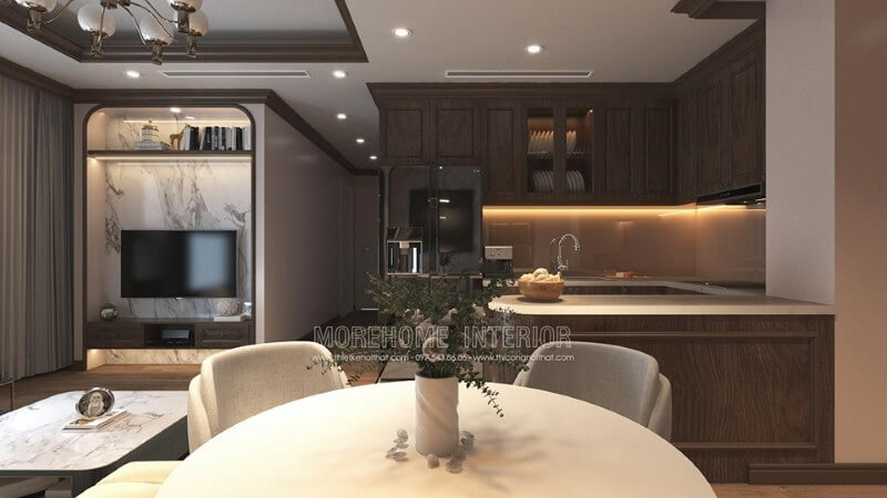 Mẫu tủ bếp chung cư phong cách hiện đại Tủ bếp gỗ, tủ bếp gỗ tự nhiên, tủ bếp tân cổ điển