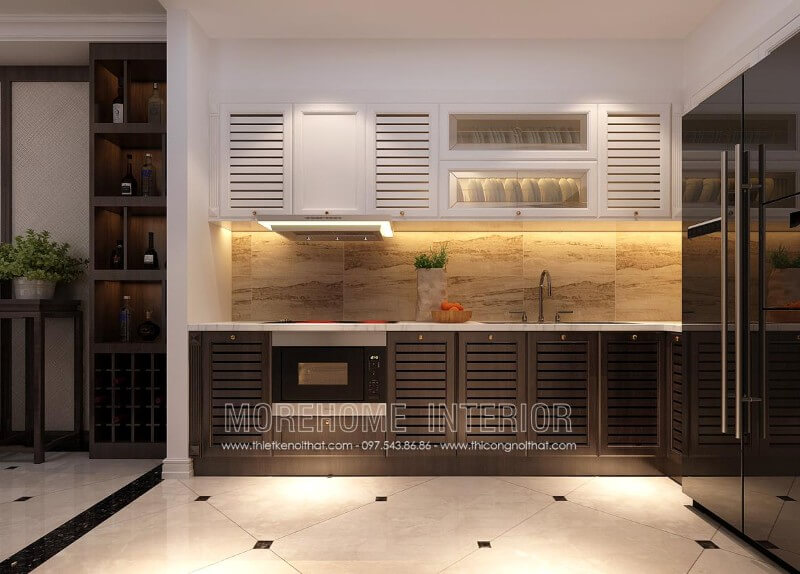 Mẫu tủ bếp gỗ nhập khẩu phu sơn cao cấp mang lại vẻ đẹp sang trọng và ấm áp Tủ bếp gỗ, tủ bếp gỗ tự nhiên, tủ bếp tân cổ điển